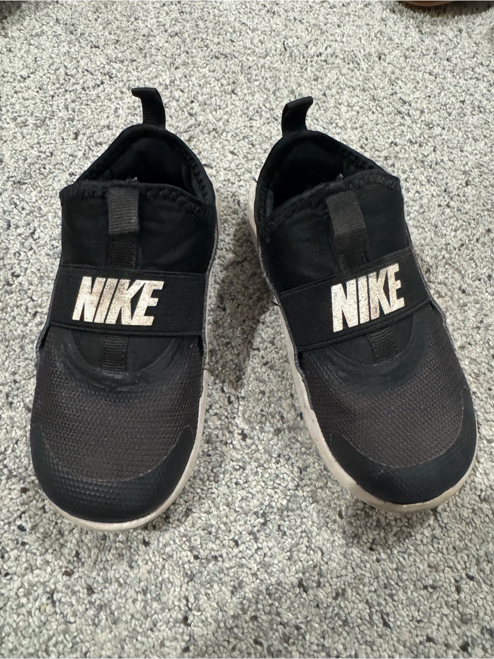 Nike Kids Black Slip-On Sneakers with White Logo